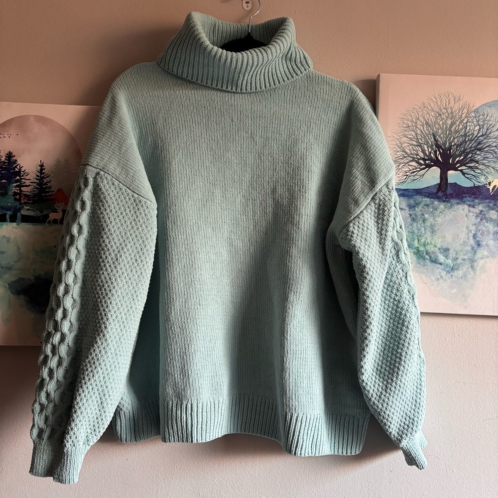 Penmans Oversized Cozy Soft Turtleneck Mint Sweater Large